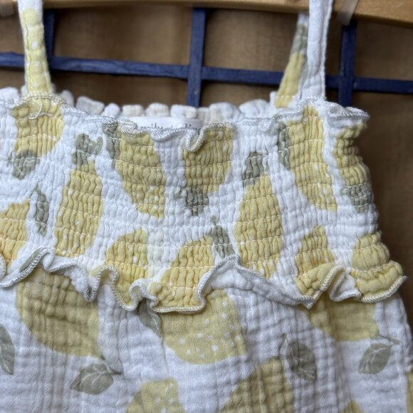 Emily & Oliver Lemon  Print Muslin Ruffle Romper 3–6M - Picture 4 of 6